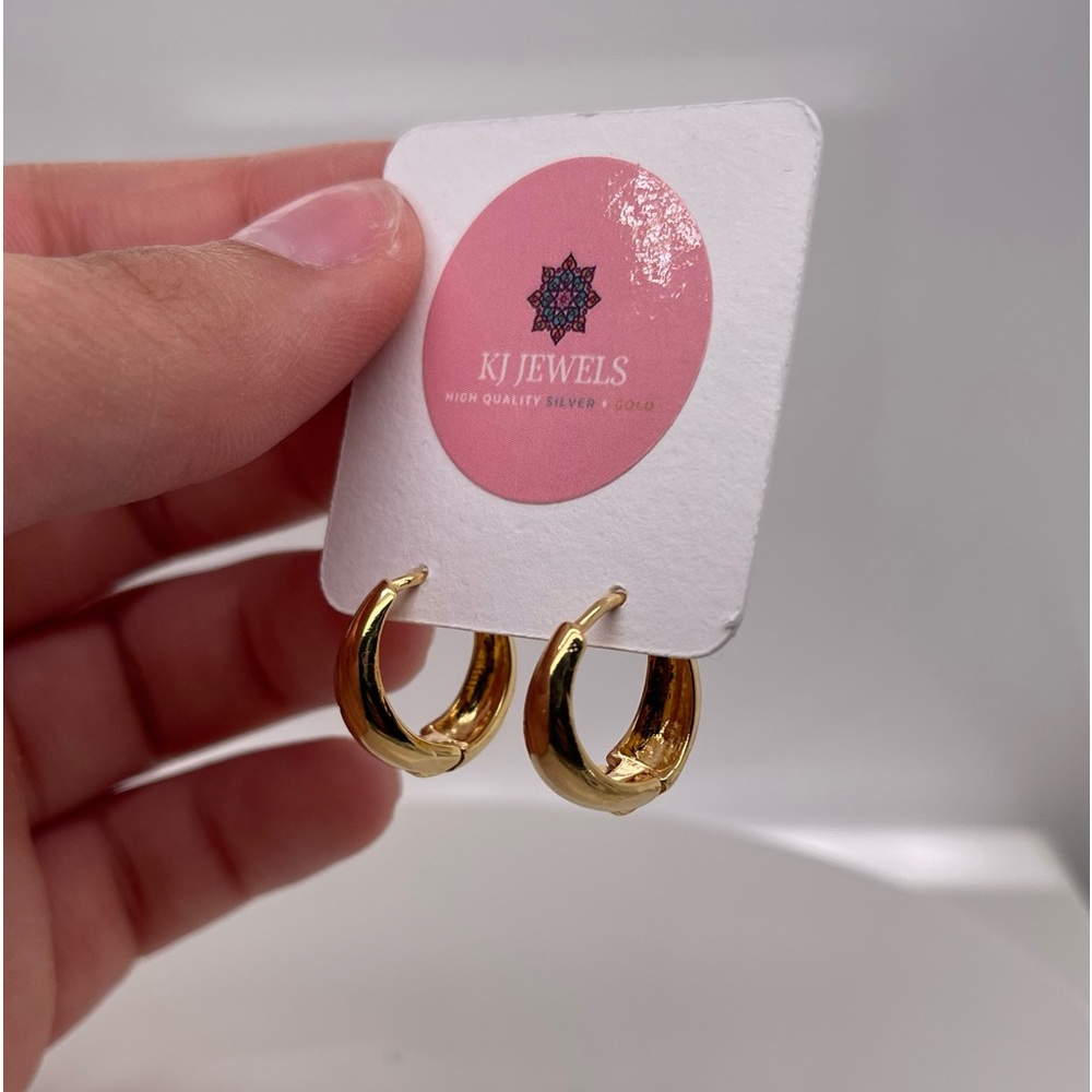 18K Gold Plated Chunky Dome Huggie Hoops